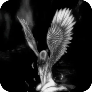 🫥 angel, wings, sad, black and white, fantasy, gothic telegram sticker