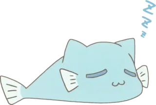 🐟 kot, ryba, zwierzę, słodki, śpiący, styl anime, kawaii whatsapp sticker