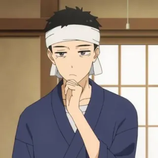🤔 Anime, Mann, Charakter, Stirnband, Nachdenklich telegram sticker