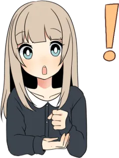 ❗ Chica anime, Dibujo animado, Sorpresa, Signo de exclamación, Lindo/a, Impactado/a telegram sticker