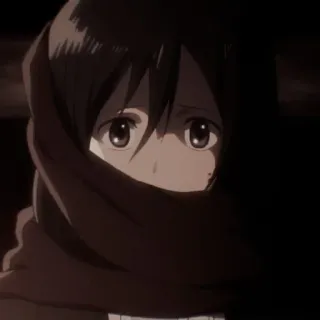 🧣 Mikasa Ackerman Attack on Titan animé, fille, écharpe, l'attaque des titans, mikasa whatsapp sticker