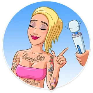 👌 Cartone animato, Tatuaggio, Vibratore, Donna, Persona telegram sticker