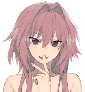 🤐 Anime, Personaje, Pelo rosa, Shhh, Signo de la paz telegram sticker