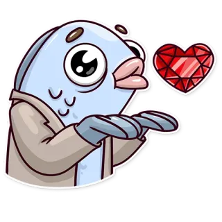 ❤️ fish, heart, love, cartoon, animal, character telegram sticker