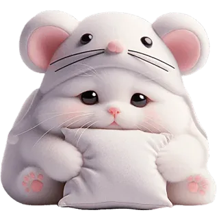 😔 แมว, น่ารัก, สัตว์, หนู, ลูกแมว, หมอน, การ์ตูน whatsapp sticker