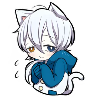 😌 แมว, จิบิ, อนิเมะ, คาวาอิ, น่ารัก, ลูกแมว, เด็กผู้ชายแมว telegram sticker