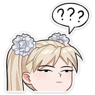 😑 ??? вопрос, в замешательстве, сомнение, размышление, девушка, блондинка whatsapp sticker