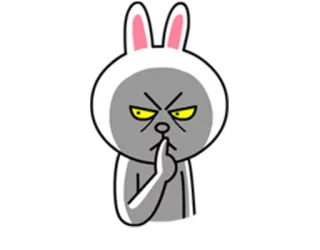 😒 кролик, тсс, тишина, мультфильм, злой, палец к губам whatsapp sticker