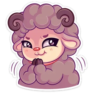 😈 pecora, animale, cartone animato, carino, adesivo telegram sticker