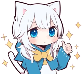 👍 Anime, Garota gato, Kawaii, Fofo, Joinha, Sticker telegram sticker