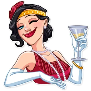 😉 flapper, 1920s, party, cocktail, woman, vintage telegram sticker