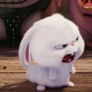 🐾 Snowball The Secret Life of Pets coniglio, coniglio, arrabbiato, bianco, cartone animato, animato whatsapp sticker
