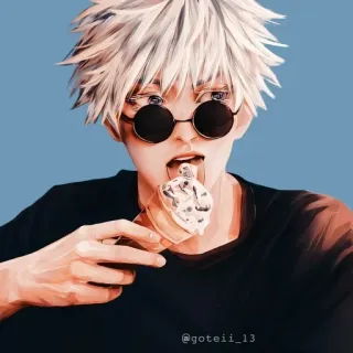 💠 @goteii_13 anime, helado, gafas redondas, retrato whatsapp sticker