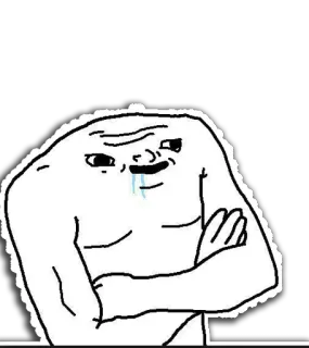 🤤 Meme, Moche, Drôle, Blanc, Bras croisés telegram sticker