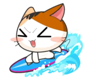 🏄‍♂️ cat, surfing, waves, cute, cartoon telegram sticker