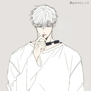 💠 Anime, Personaje, Hombre, Pelo Blanco, Gafas de sol whatsapp sticker