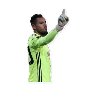 🤞 sepak bola, olahraga, penjaga gawang, pria, menunjuk telegram sticker