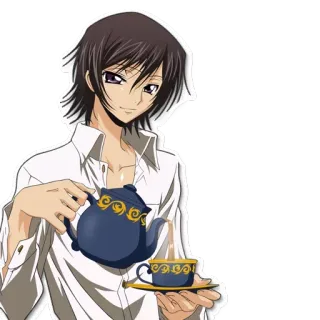☺️ Lelouch Lamperouge Code Geass anime, male, character, lelouch, code geass, tea, pouring telegram sticker