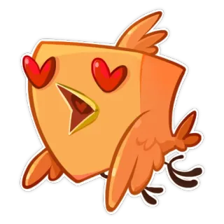 😍 새, 사랑, 하트눈, 주황색, 귀여운 telegram sticker