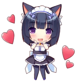 🥰 Anime, Catgirl, Kawaii, Maid, Carino, Cuori telegram sticker
