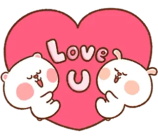 🖤 Love U amor, coração, fofo, desenho animado, animais, dia dos namorados, amizade, saudação telegram sticker