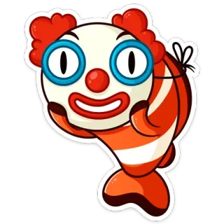 🤡 Clown, Fisch, Cartoon, Aufkleber, Illustration, Humor whatsapp sticker