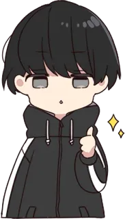 👍 Style anime, Pouce levé, Dessin animé, Étincelles, Mignon, Chibi telegram sticker