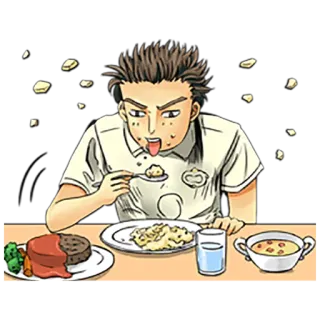 🍜 mangiare, cibo, cartone animato, pasto, persona telegram sticker