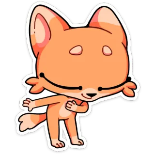 😌 renard, animal, dessin animé, autocollant telegram sticker
