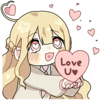 💬 Love U 动漫, 卡哇伊, 可爱, 爱, 心, 情人节, 喜爱, 漫画 telegram sticker