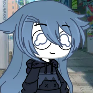 🫂 DOWNTOWN anime, gacha, character, blue hair, hoodie, downtown, cartoon telegram sticker