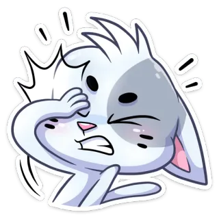🤦 kot z kreskówki, słodki, zszokowany, kawaii, uroczy whatsapp sticker