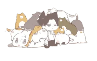 🐱 chat, levi, mignon, kawaii, animé, pile, dessin animé telegram sticker