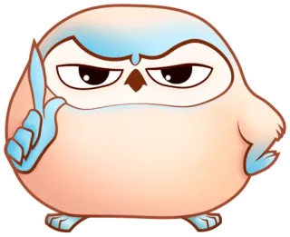 👆 sowa, ptak, kreskówka, słodki, naklejka telegram sticker