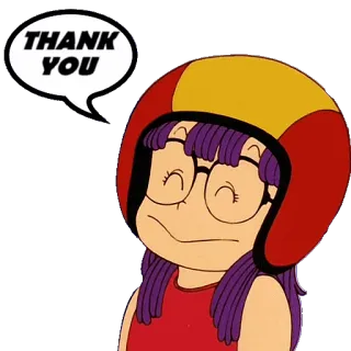 🗣 Arale Norimaki Dr. Slump THANK YOU Anime, Obrigado, Capacete, Dr. Slump, Arale Norimaki, Saudação, Desenho animado telegram sticker