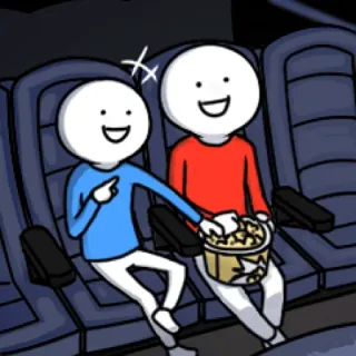 🍿 movie theater, popcorn, friends, entertainment whatsapp sticker
