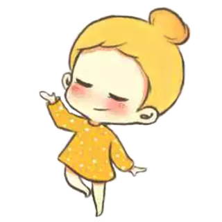 😌 милый, девушка, мультфильм, желтый, счастливый, танцы telegram sticker