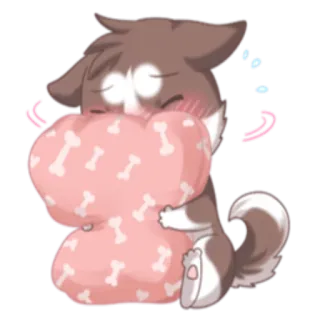 😊 anjing, lucu, binatang, kartun, bantal, tidur, kawaii whatsapp sticker