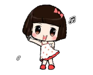 💃 Cartoon, Mädchen, Süß, Noten, Tanzen telegram sticker