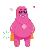 🥳 cartoon, pink, character, glasses, blob, digital art telegram sticker