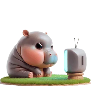 📺 ippopotamo, cartone animato, animale, televisione, carino, guardando la tv telegram sticker