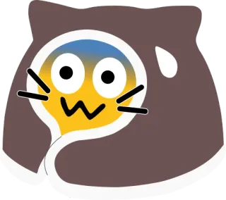 😨 Emoji, Katze, Schweiß, Verängstigt, Schockiert, Cartoon telegram sticker