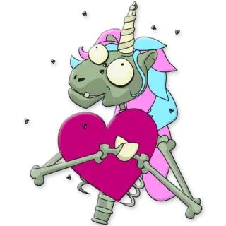❤️ zombie, unicorn, heart, cartoon, monster, fantasy whatsapp sticker