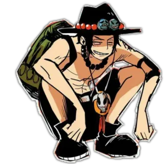 😄 Portgas D. Ace One Piece Аниме, Ван Пис, Портгас Д. Эйс, Пират, Персонаж, Манга telegram sticker