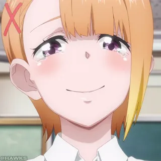 ☠️ anime, chorando, feliz, menina, sorriso telegram sticker