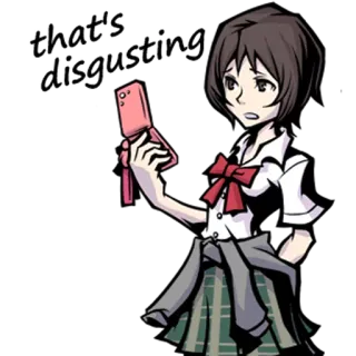 😖 that's disgusting anime, girl, disgusted, phone telegram sticker