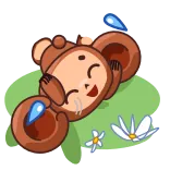 😂 Cheburashka Gena the Crocodile cheburashka, cute, happy, flower, meadow, cartoon, animal telegram sticker