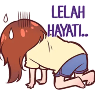 😣 LELAH HAYATI... épuisé, fatigué, animé, dessin animé, expression, émotion whatsapp sticker