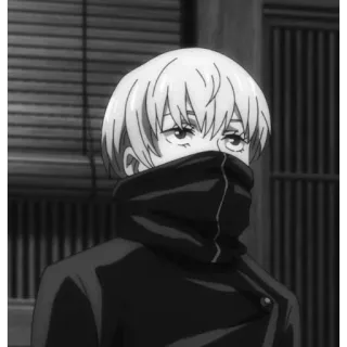 🌿 Inumaki Toge Jujutsu Kaisen 动漫, 漫画, 狗卷棘, 咒术回战, 咒言, 黑白, 角色, 日本动画 telegram sticker