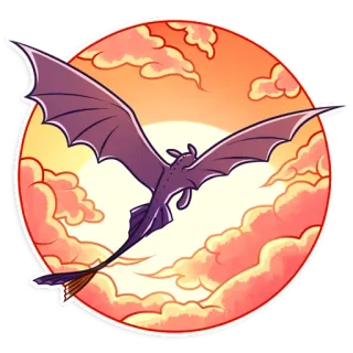 👋 Toothless How to Train Your Dragon rồng, bay, mây, hoàng hôn, hoạt hình telegram sticker